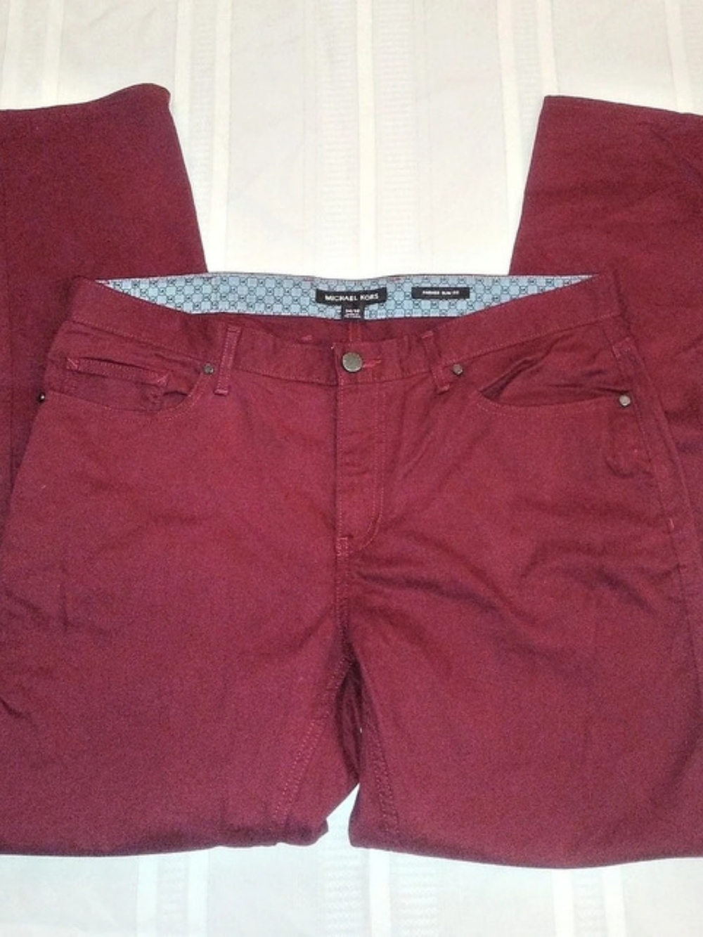 Michael Kors PARKER Slim Fit Jeans Burgundy 34/32